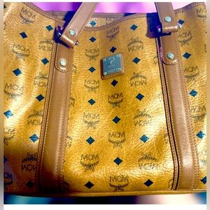 MCM Women's Cognac Leather Tote Bag with removable insert added.